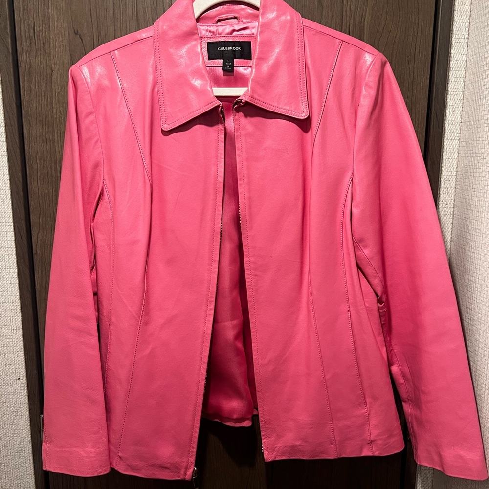 G-III Apparel Hot Pink 100% Leather Jacket | Women’s Medium